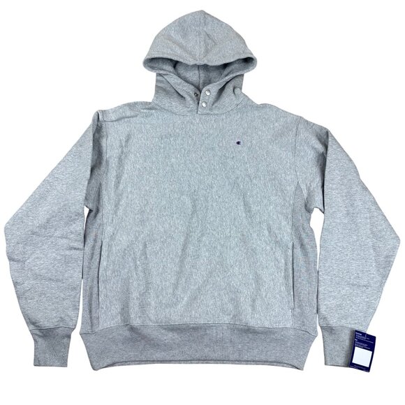 Champion Men’s Reverse Weave Hoodie Gray Sweatshirt With Buttons & Pockets Zs L. - Picture 1 of 10